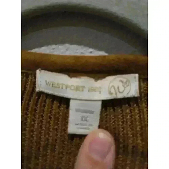 Westport Women's 1X Brown Faux-Suede Perforated Cardigan Sweater - Picture 2 of 9